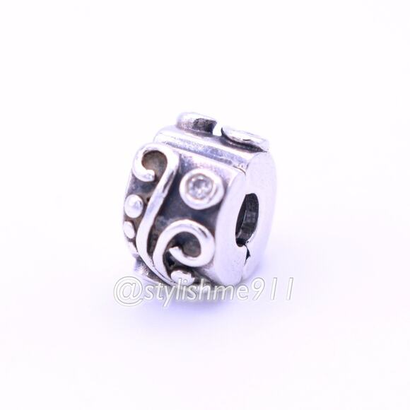 Authentic PANDORA Tendril Champagne CZ Clip - Picture 7 of 9